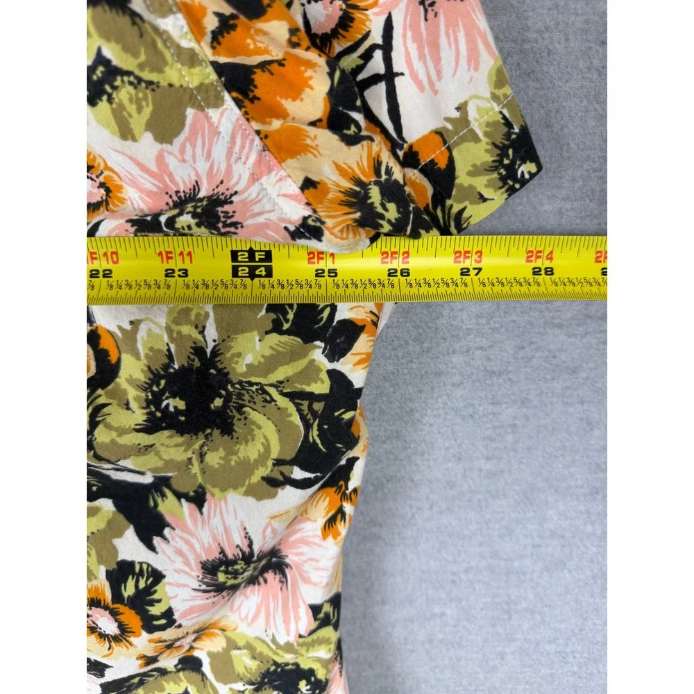 Levis Mens XXL Relaxed Fit Floral Button Up Shirt Orange Olive Short sleeve